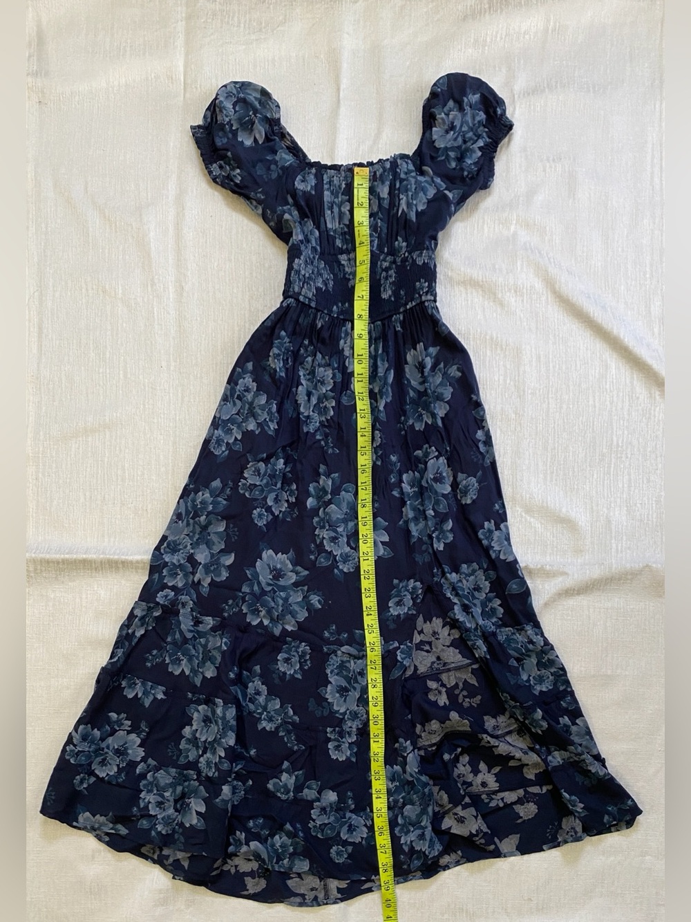 Hollister Blue Floral Short Sleeve Midi Tie Back Dress XSP XS Petite NWT